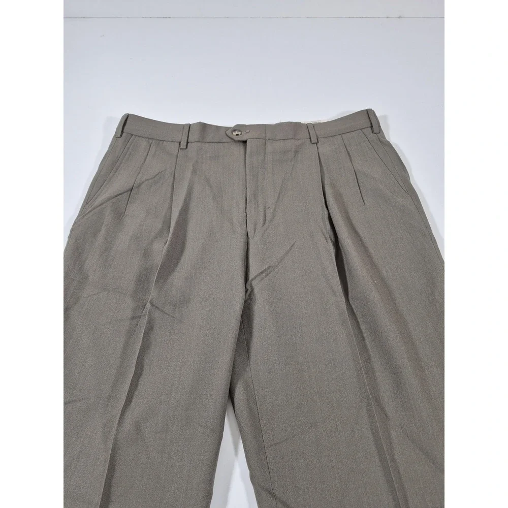 Sansabelt Dress Pants Mens 38x36 Brown Pleated Straight Comfort Waist NWT